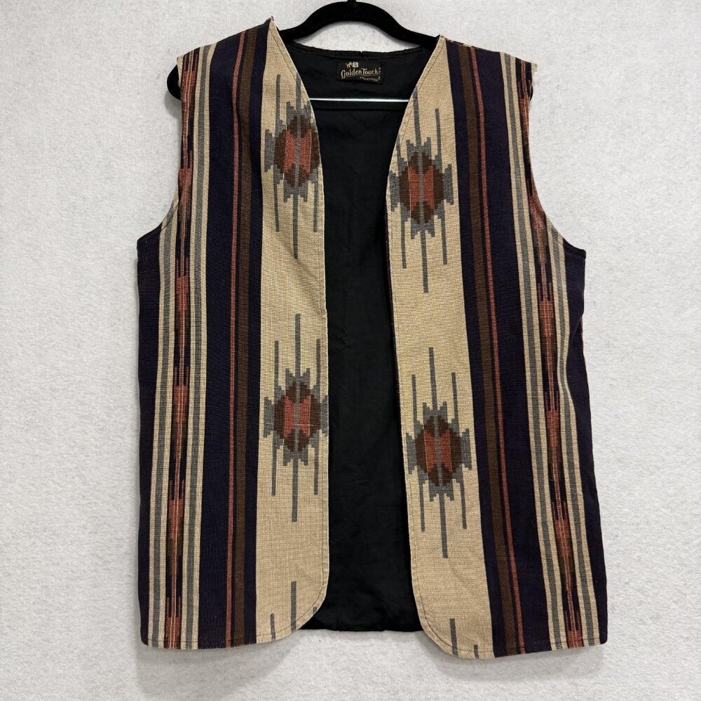 Golden Touch Quilted Vest Mens 42 Multicolor Southwestern Tribal Lined Western